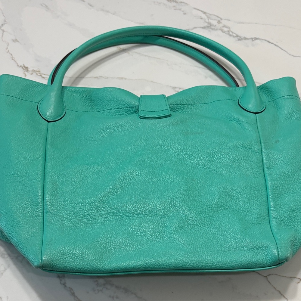Dooney & Bourke Turquoise Leather Shoulder Bag with Gold Hardware - Picture 9 of 17